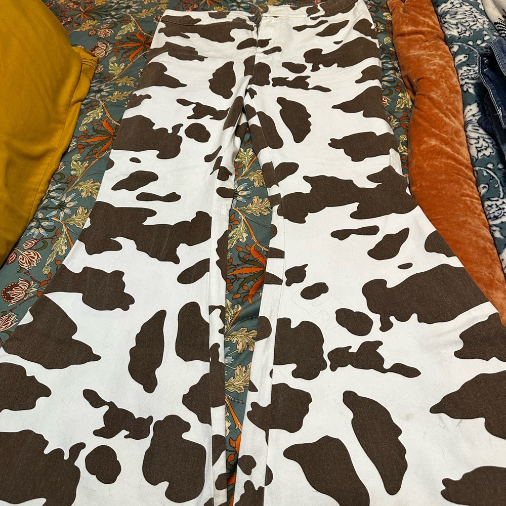 BiBi Cream and Brown Patterned Pants